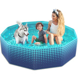 Jasonwell Foldable Dog Kiddie Pool - Hard Plastic Kids Paddling Pool Toddler Baby Swimming Pool for Backyard Collapsible Whelping Box Pet Doggie Cats Wading Pool Bathtub Puppy Large Dogs 71In