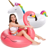 Inflatable Unicorn Flamingo Pool Floats - Jasonwell 2 Pack Pool Floaties Inflatables Rafts for Swimming Pool Tubes for Floating Lake Beach Floaty Swim Rings Pool Party Toys for Adults Kids - Jasonwell