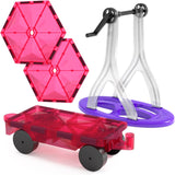Jasonwell Magnetic Car Truck Wheels Magnetic Vehicles Set Ferris Wheel Kit Propeller Windmill Playset for Magnetic Tiles Magnet Toys Magna Building Blocks Accessories for Toddlers Boys Girls
