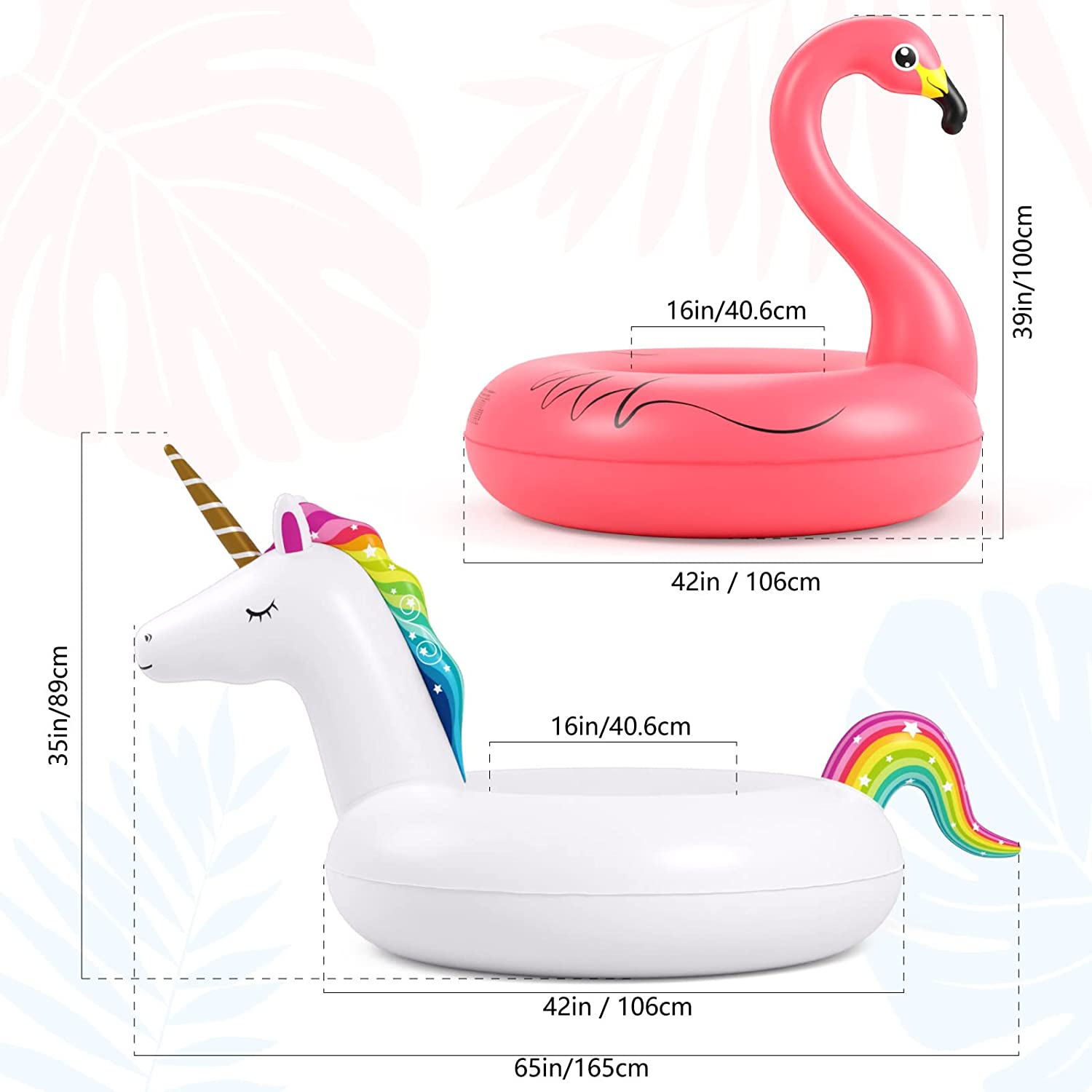 Inflatable Unicorn Flamingo Pool Floats - Jasonwell 2 Pack Pool Floaties Inflatables Rafts for Swimming Pool Tubes for Floating Lake Beach Floaty Swim Rings Pool Party Toys for Adults Kids - Jasonwell