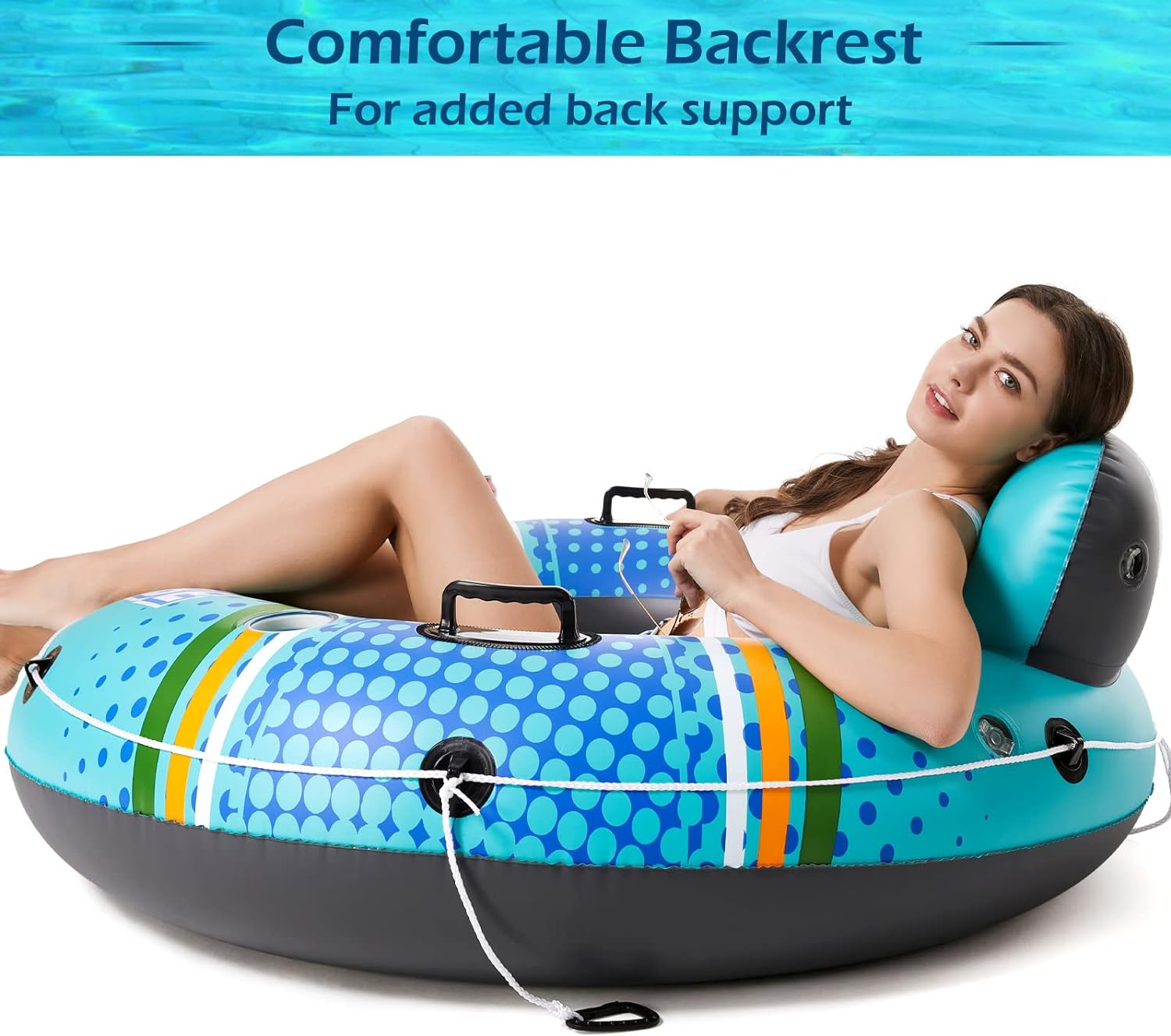 Jasonwell Inflatable River Tube Float - Heavy Duty River Float Pool Floats Lake Premium Water Tubes for Floating Recreational River Raft Lounge Floaties with 2 Cup Holders for Adult - Jasonwell