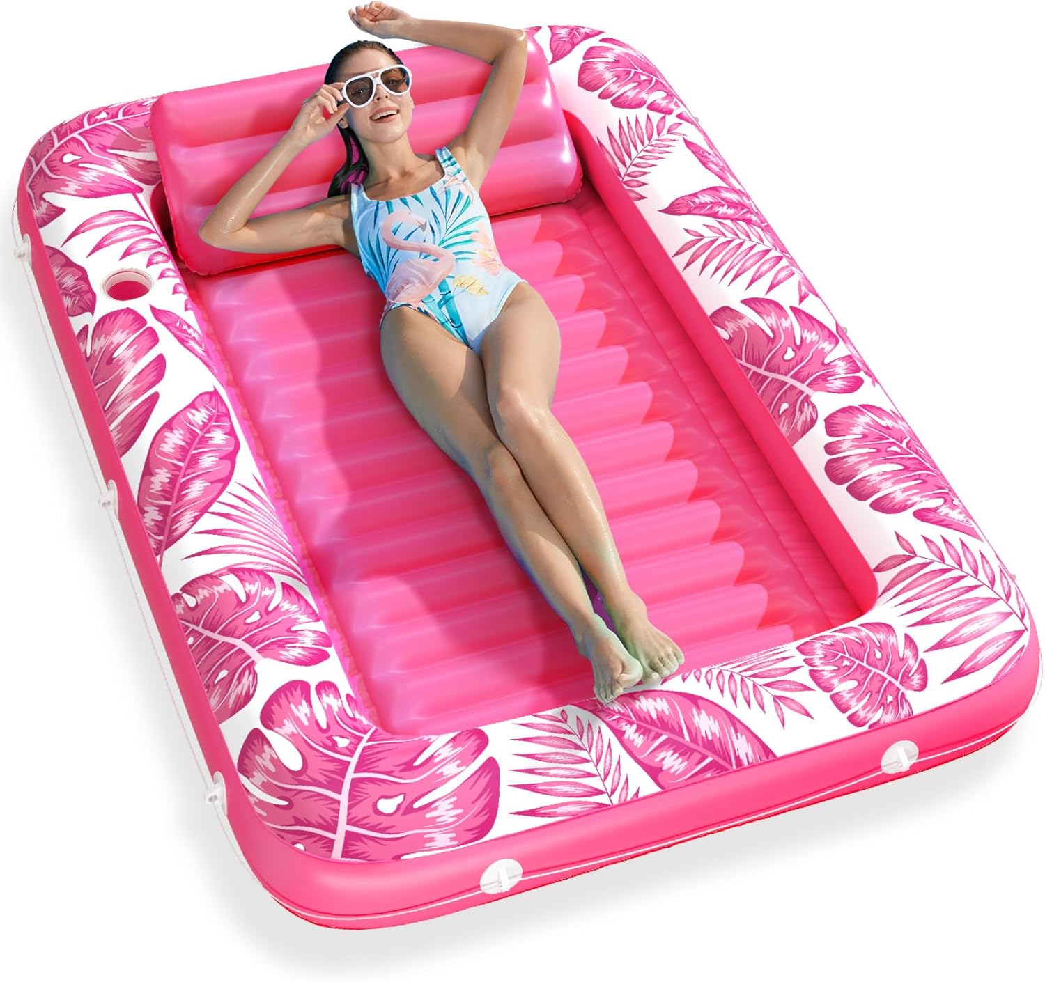Inflatable Tanning Pool Lounger Float - Jasonwell 4 in 1 Sun Tan Tub Sunbathing Pool Lounge Raft Floatie Toys Water Filled Tanning Bed Mat Pad for Adult Blow Up Kiddie Pool Kids Ball Pit Pool (TR-L) - Jasonwell