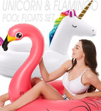 Inflatable Unicorn Flamingo Pool Floats - Jasonwell 2 Pack Pool Floaties Inflatables Rafts for Swimming Pool Tubes for Floating Lake Beach Floaty Swim Rings Pool Party Toys for Adults Kids - Jasonwell