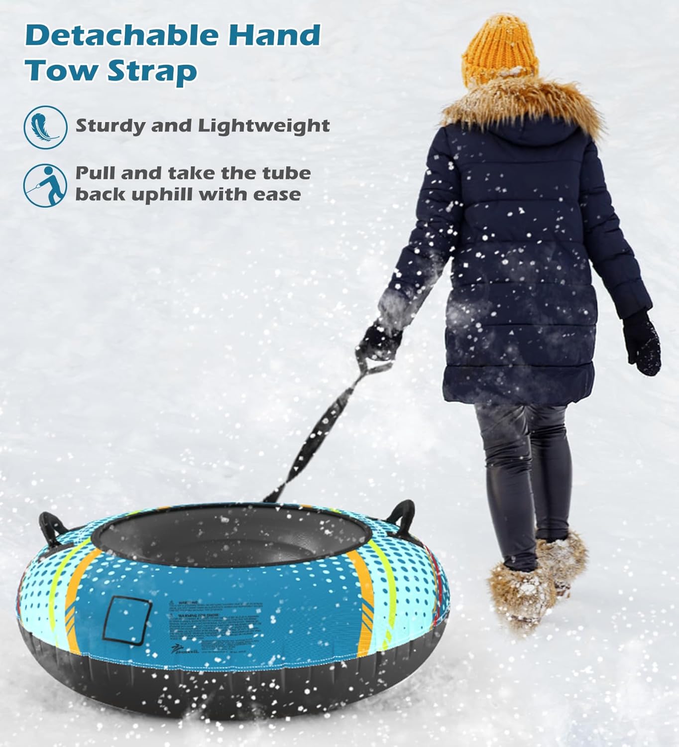 Jasonwell Inflatable Snow Tube Sled - Heavy Duty Snow Tubes for Sledding with Premium Canvas Cover for Kids Adults Snow Toy Fun Winter Outdoor Toys Christmas Birthday Gift for Boys Girls Children - Jasonwell