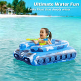 Inflatable Tank Pool Floats Kids - Jasonwell Toddler Pool Floaties Swimming Pool Tank with Water Cannon Gun Swim Floaty Rafts Lake Beach Party Pool Toys for Boys Girls Toddlers Kids (Blue-M) - Jasonwell