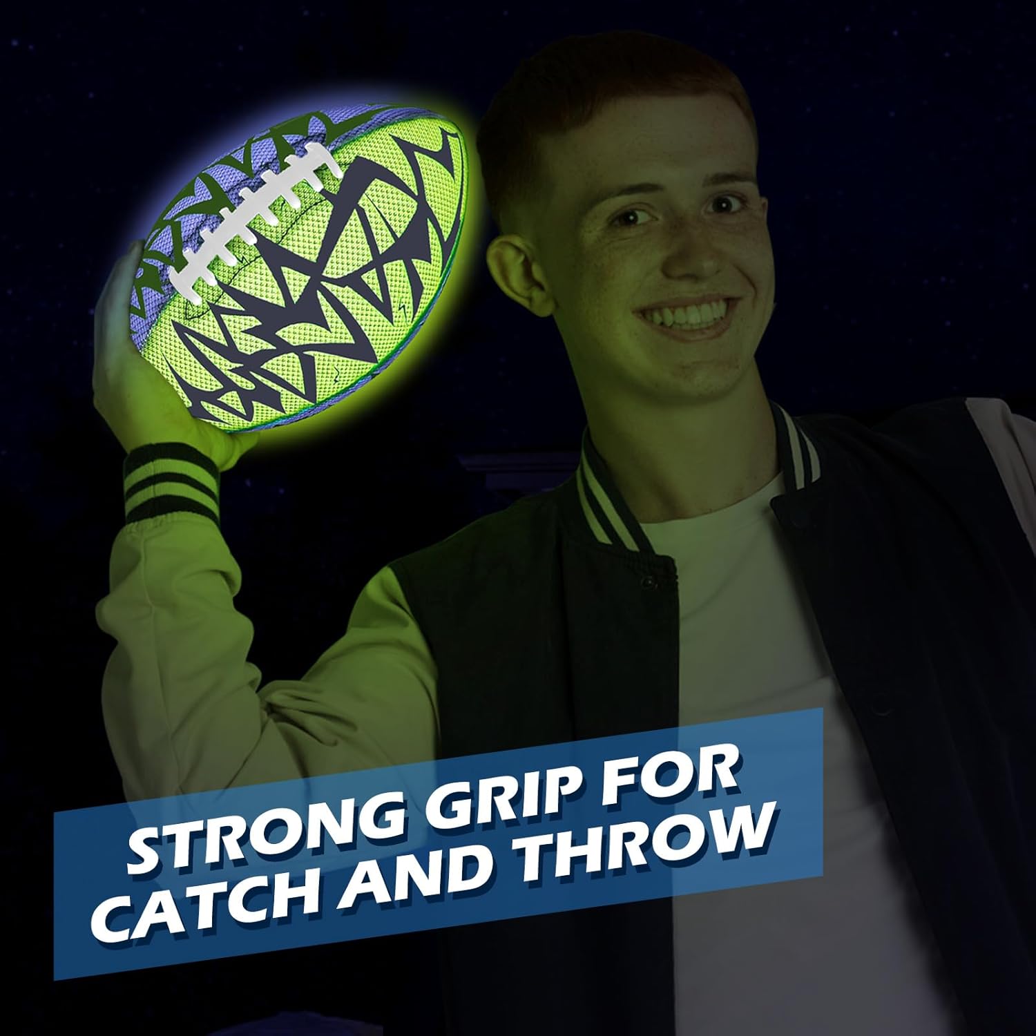 Jasonwell Glow in The Dark Football - Strong Grip Light Up Football Toy Stuff Sports Balls for Boys Kids Teenage Junior Youth Adult Outdoor Christmas Birthday Gifts for Age 6-8 8-12 13 + Year Old No.3 - Jasonwell