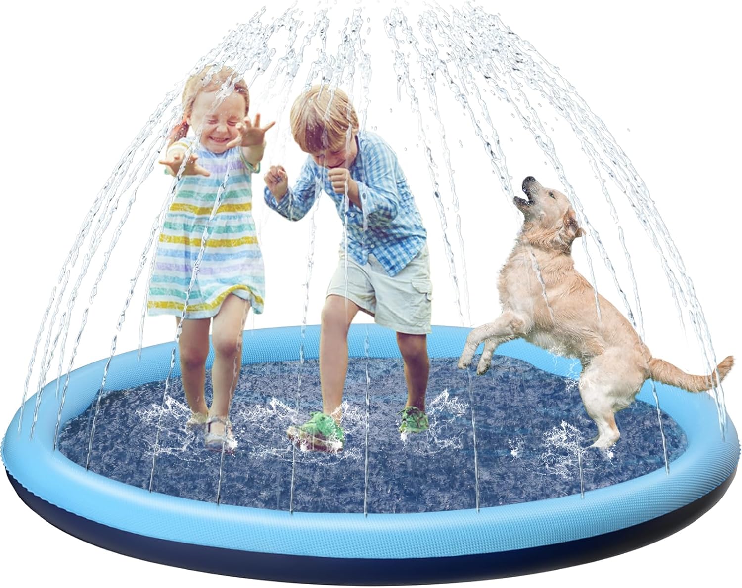 Jasonwell Kids Dog Splash Pad Sprinkler Non Slip Dogs Sprinkler Pad Splash Pool Puppy Dog Pool Summer Outdoor Water Toys Backyard Durable Splash Pad for Toddlers Kids Small Medium Large Dogs Pets Bl