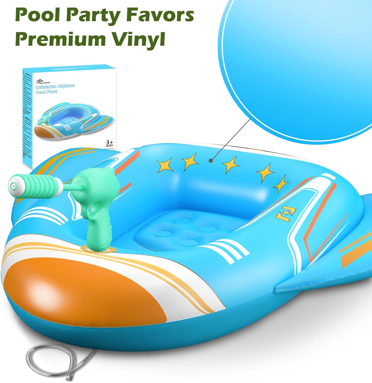 Jasonwell Inflatable Kids Pool Floats - Toddler Pool Floaties Swimming Pool Float with Water Squirt Gun Swim Floaty Rafts Lake Beach Party Pool Toys for Boys Girls Airplane - Jasonwell