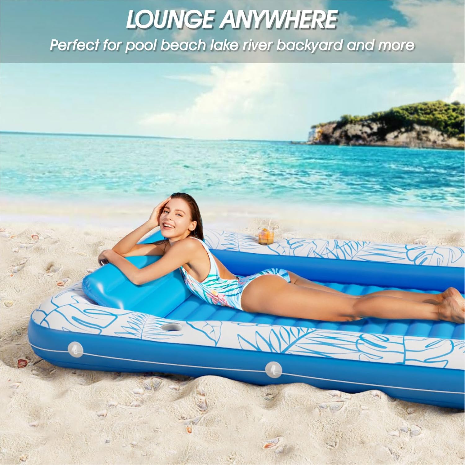 Inflatable Tanning Pool Lounger Float - Jasonwell 4 in 1 Sun Tan Tub Sunbathing Pool Lounge Raft Floatie Toys Water Filled Tanning Bed Mat Pad for Adult Blow Up Kiddie Pool Kids Ball Pit Pool (XXL) - Jasonwell