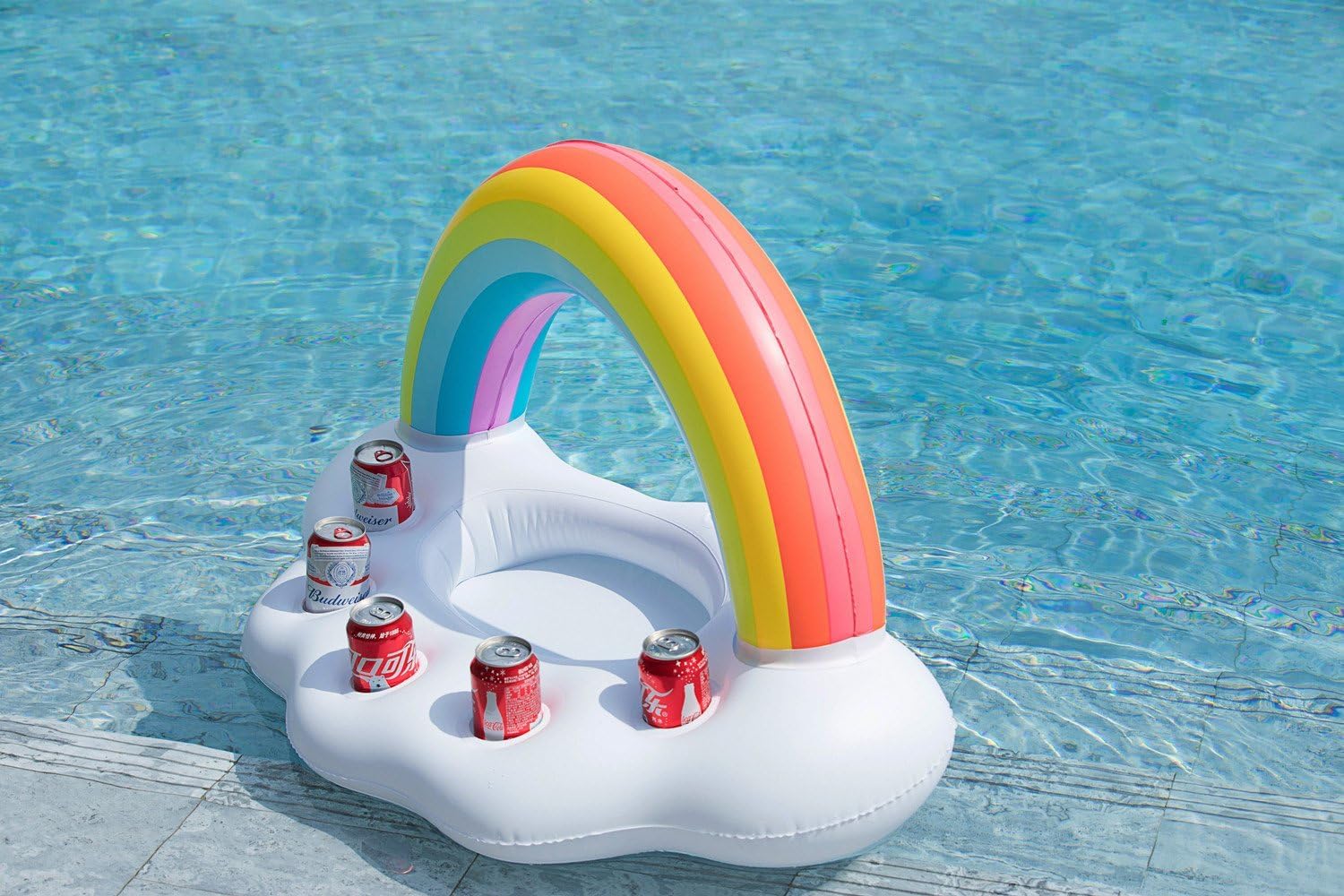 Jasonwell Inflatable Pool Party Cooler - Rainbow Drink Holder Luau Hawaiian Tropical Beach Themed Birthday Easter Party Decorations Favors Supplies Decor Blow Up Drink Cooler Outdoor Kids Adults - Jasonwell