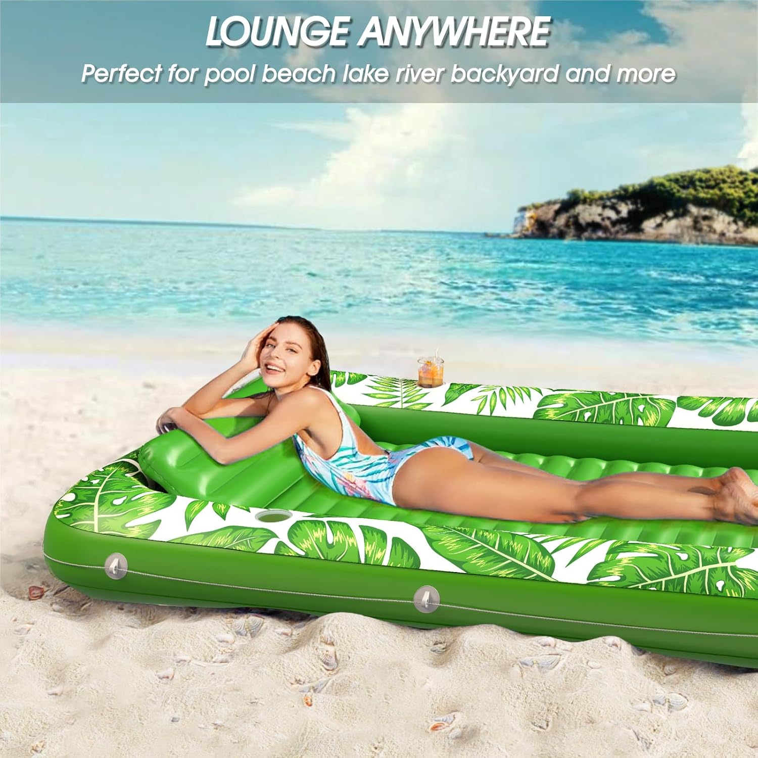 Inflatable Tanning Pool Lounger Float - Jasonwell 4 in 1 Sun Tan Tub Sunbathing Pool Lounge Raft Floatie Toys Water Filled Tanning Bed Mat Pad for Adult Blow Up Kiddie Pool Kids Ball Pit Pool (TG-XL) - Jasonwell