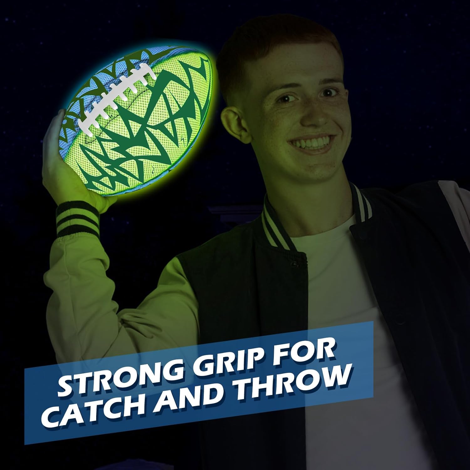 Jasonwell Glow in The Dark Football - Strong Grip Light Up Football Toy Stuff Sports Balls for Boys Kids Teenage Junior Youth Adult Outdoor Christmas Birthday Gifts for Age 6-8 8-12 13 + Year Old No.3 - Jasonwell