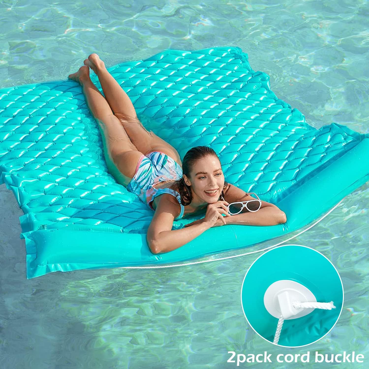 Jasonwell Giant Inflatable Floating Mat - Pool Float Lake Float Raft Lounge Floating Water Mat for Swimming Pool Floatie Lounger Beach Pool Party Toy Adults (Green-XL) - Jasonwell