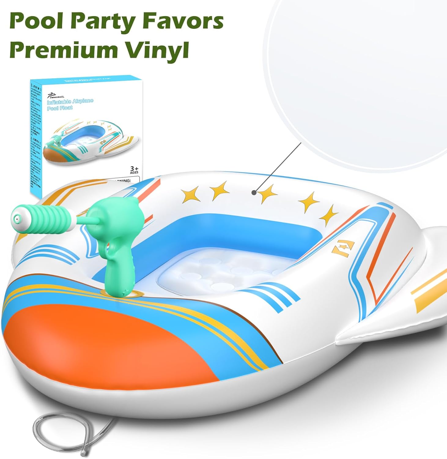 Jasonwell Inflatable Kids Pool Floats - Toddler Pool Floaties Swimming Pool Float with Water Squirt Gun Swim Floaty Rafts Lake Beach Party Pool Toys for Boys Girls Airplane - Jasonwell