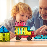 Jasonwell Magnetic Car Truck Wheels Magnetic Vehicles Set Ferris Wheel Kit Propeller Windmill Playset for Magnetic Tiles Magnet Toys Magna Building Blocks Accessories for Toddlers Boys Girls - Jasonwell