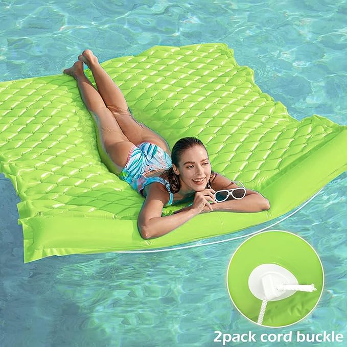 Jasonwell Giant Inflatable Floating Mat - Pool Float Lake Float Raft Lounge Floating Water Mat for Swimming Pool Floatie Lounger Beach Pool Party Toy Adults (Chartreuse-XL) - Jasonwell