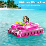 Inflatable Tank Pool Floats Kids - Jasonwell Toddler Pool Floaties Swimming Pool Tank with Water Cannon Gun Swim Floaty Rafts Lake Beach Party Pool Toys for Boys Girls Toddlers Kids (Rose-M) - Jasonwell