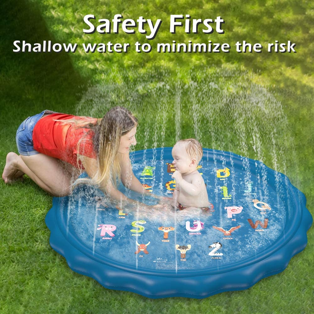 Jasonwell Splash Pad Sprinkler for Kids 60" Splash Play Mat Outdoor Water Toys Inflatable Splash Pad Baby Toddler Pool Boys Girls Children Outside Backyard Dog Sprinkler Pool for Age 1 2 3 4 5 6 7 8 9 - Jasonwell