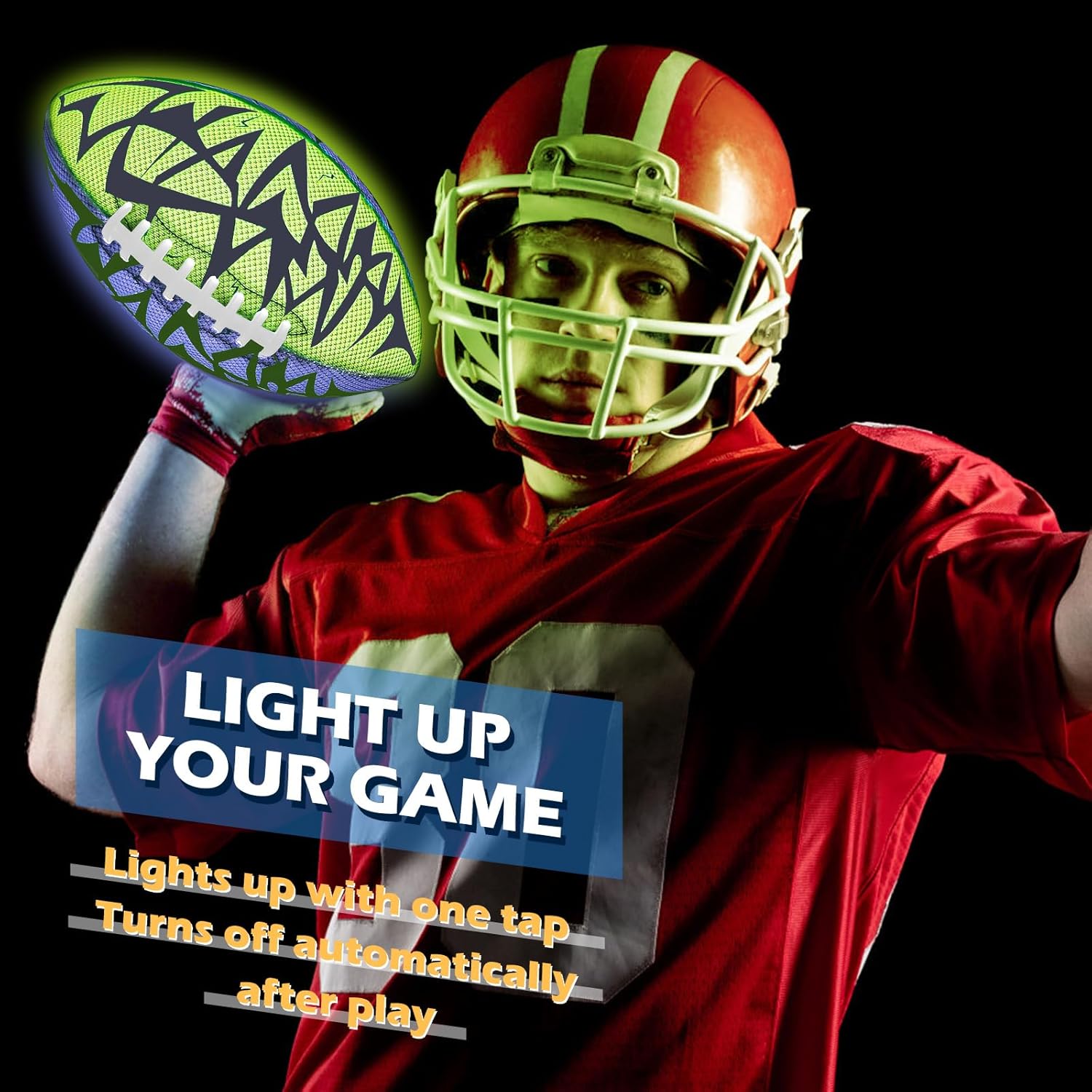 Jasonwell Glow in The Dark Football - Strong Grip Light Up Football Toy Stuff Sports Balls for Boys Kids Teenage Junior Youth Adult Outdoor Christmas Birthday Gifts for Age 6-8 8-12 13 + Year Old No.3 - Jasonwell
