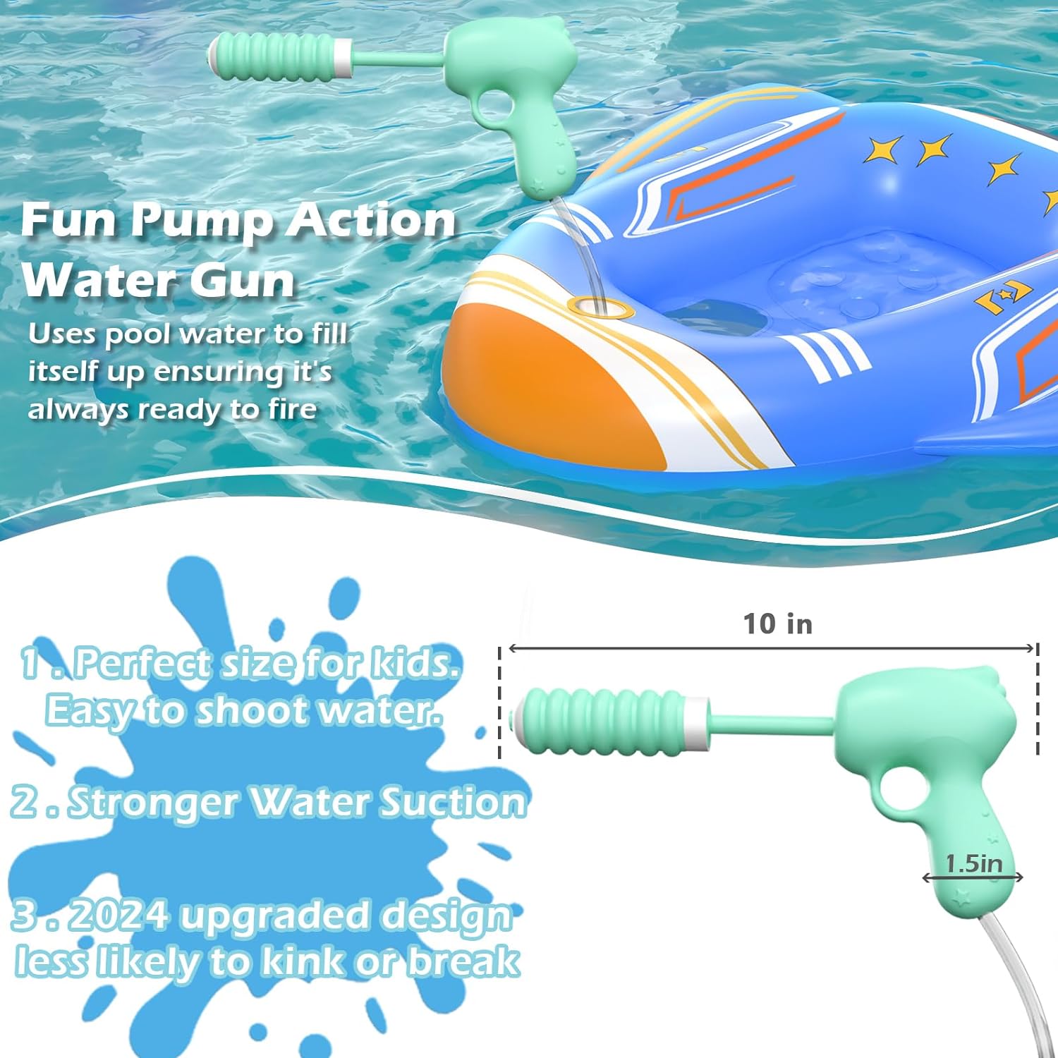 Jasonwell Inflatable Kids Pool Floats - Toddler Pool Floaties Swimming Pool Float with Water Squirt Gun Swim Floaty Rafts Lake Beach Party Pool Toys for Boys Girls Airplane - Jasonwell