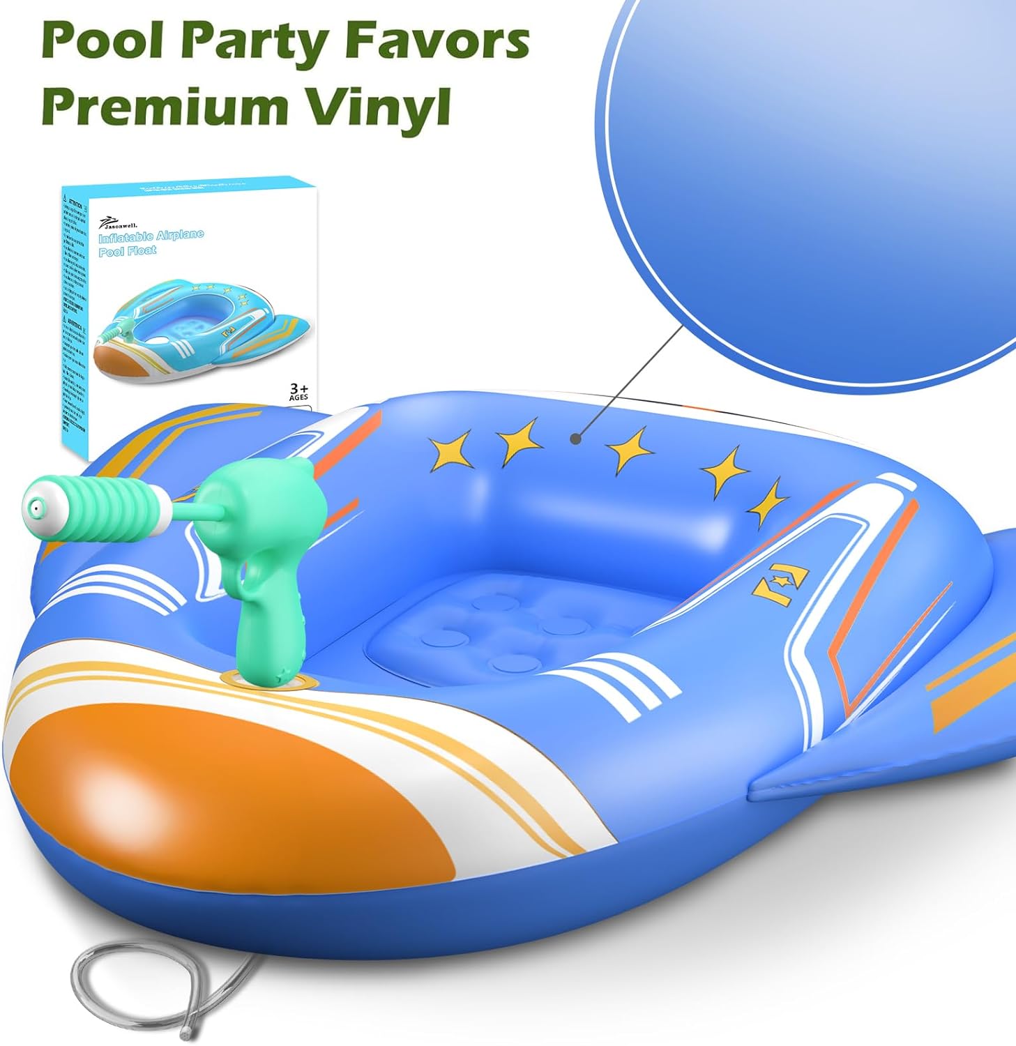 Jasonwell Inflatable Kids Pool Floats - Toddler Pool Floaties Swimming Pool Float with Water Squirt Gun Swim Floaty Rafts Lake Beach Party Pool Toys for Boys Girls Airplane - Jasonwell