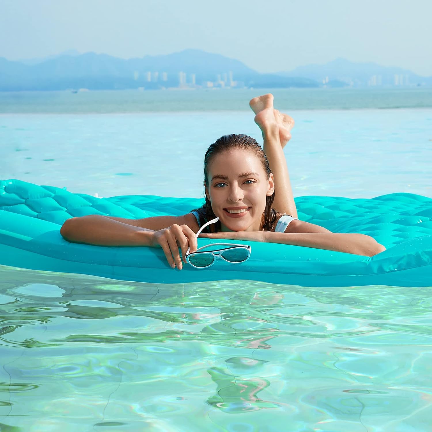Jasonwell Giant Inflatable Floating Mat - Pool Float Lake Float Raft Lounge Floating Water Mat for Swimming Pool Floatie Lounger Beach Pool Party Toy Adults (Green-XL) - Jasonwell