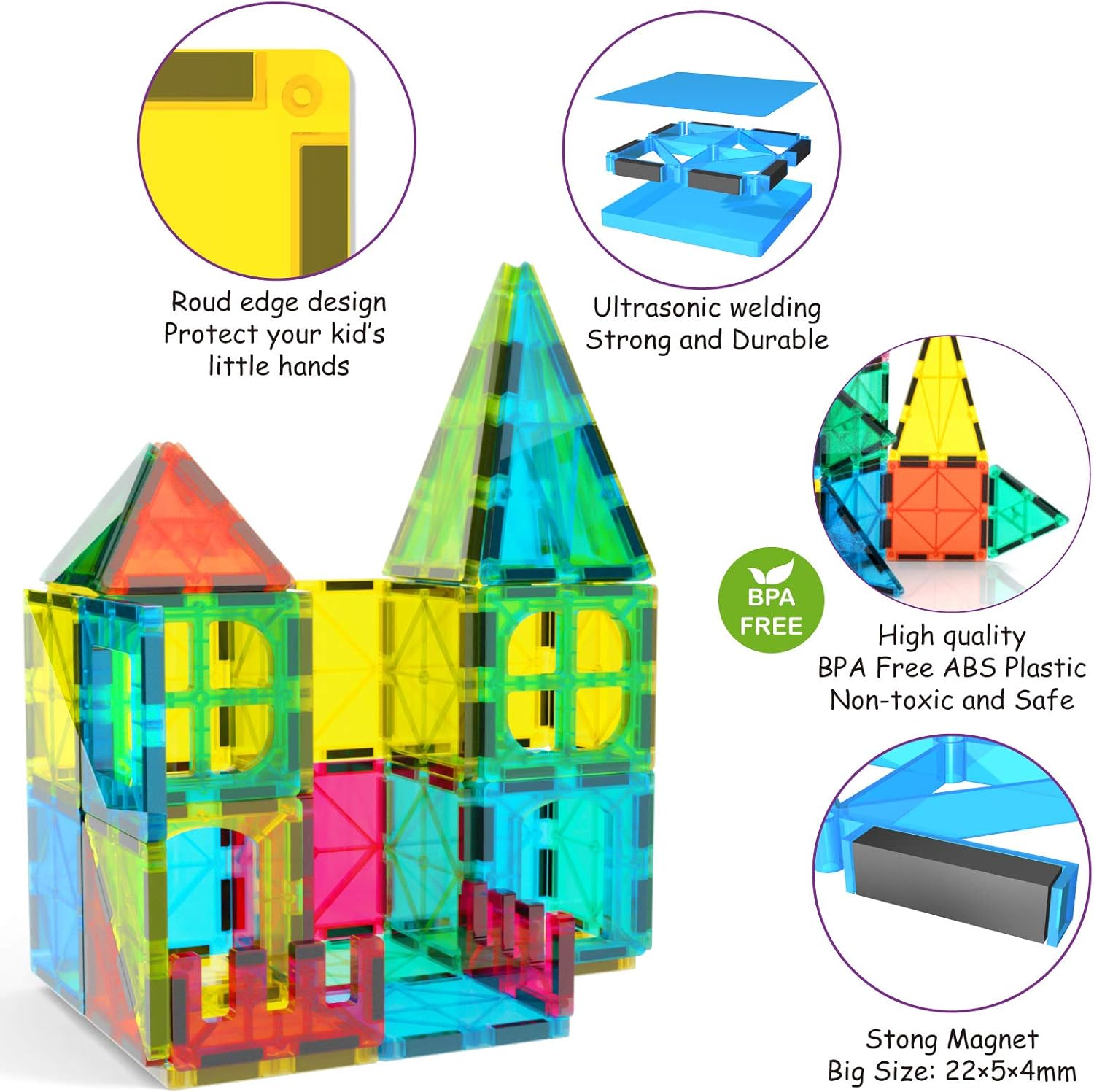 65 PCS Magnetic Tiles Building Blocks - Jasonwell