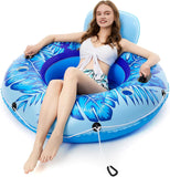 Jasonwell Inflatable River Tube Float - Heavy Duty River Float Pool Floats Lake Premium Water Tubes for Floating Recreational River Raft Lounge Floaties with 2 Cup Holders for Adult (Azure-L)