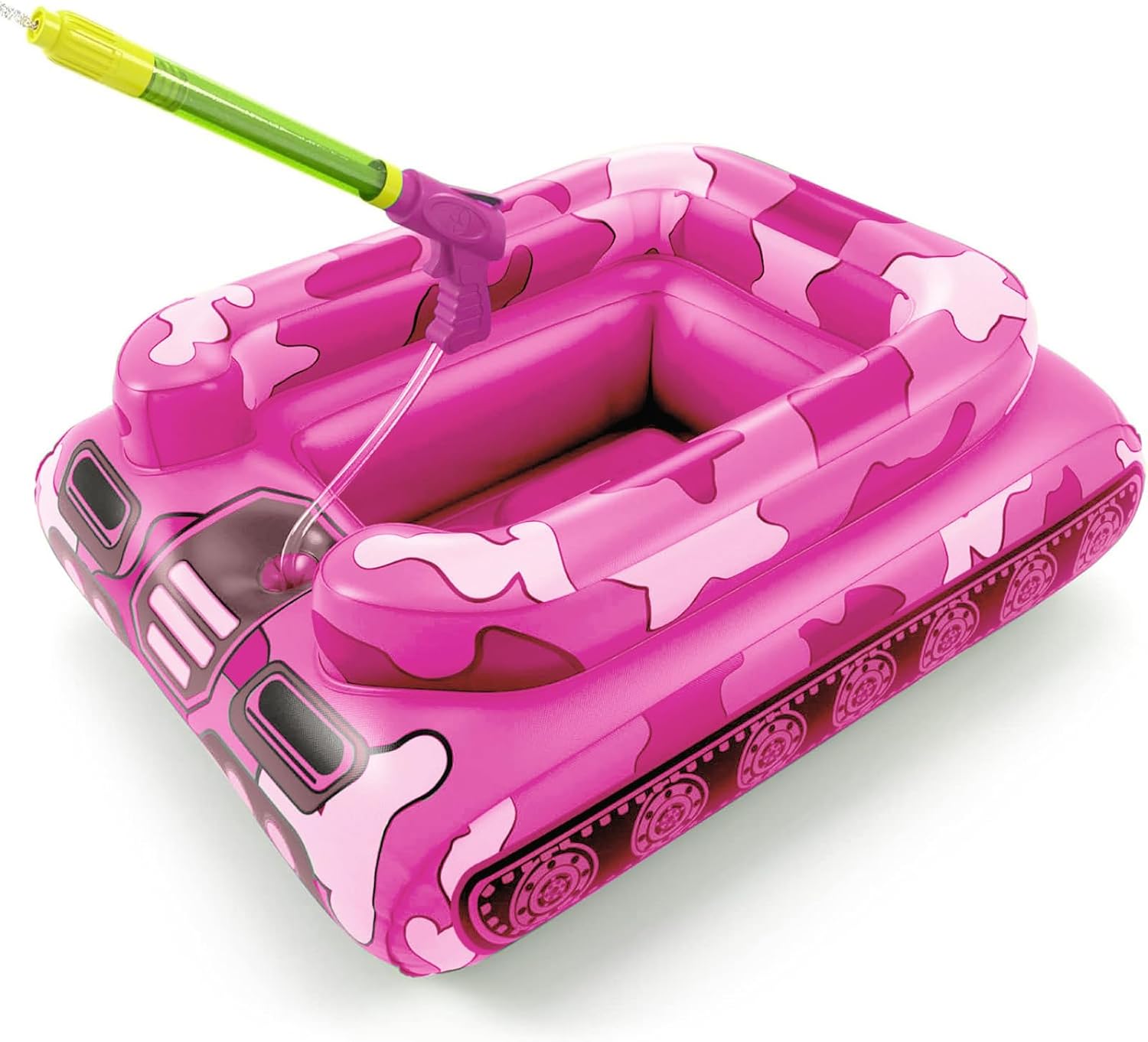 Inflatable Tank Pool Floats Kids - Jasonwell Toddler Pool Floaties Swimming Pool Tank with Water Cannon Gun Swim Floaty Rafts Lake Beach Party Pool Toys for Boys Girls Toddlers Kids (Rose-M) - Jasonwell