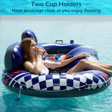 Jasonwell Inflatable River Tube Float - 2 Person Heavy Duty River Float Pool Floats with Removable Cooler Lake Water Tubes for Floating River Raft Lounge Floatie with 2 Cup Holders for Adults - Jasonwell