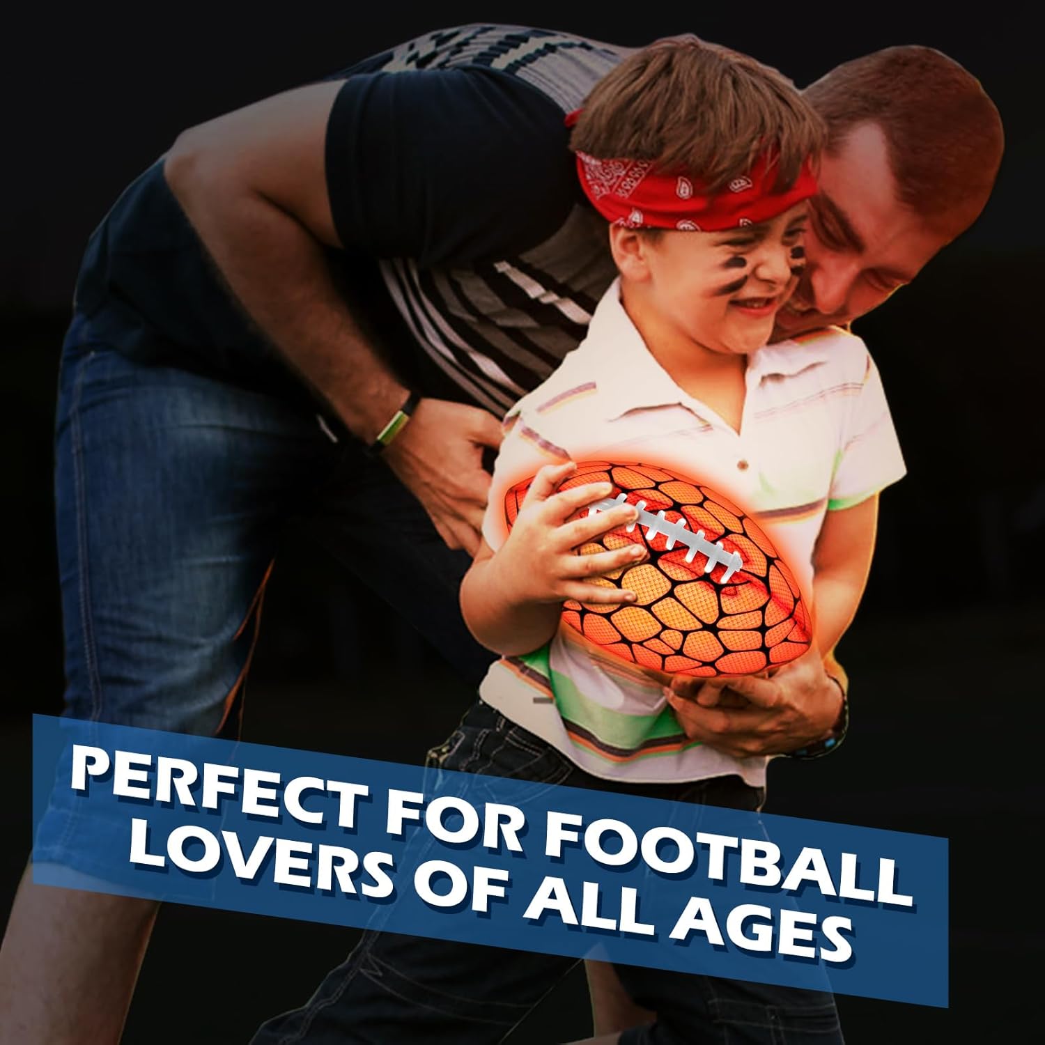 Jasonwell Glow in The Dark Football - Strong Grip Light Up Football Toy Stuff Sports Balls for Boys Kids Teenage Junior Youth Adult Outdoor Christmas Birthday Gifts for Age 6-8 8-12 13 + Year Old No.3 - Jasonwell