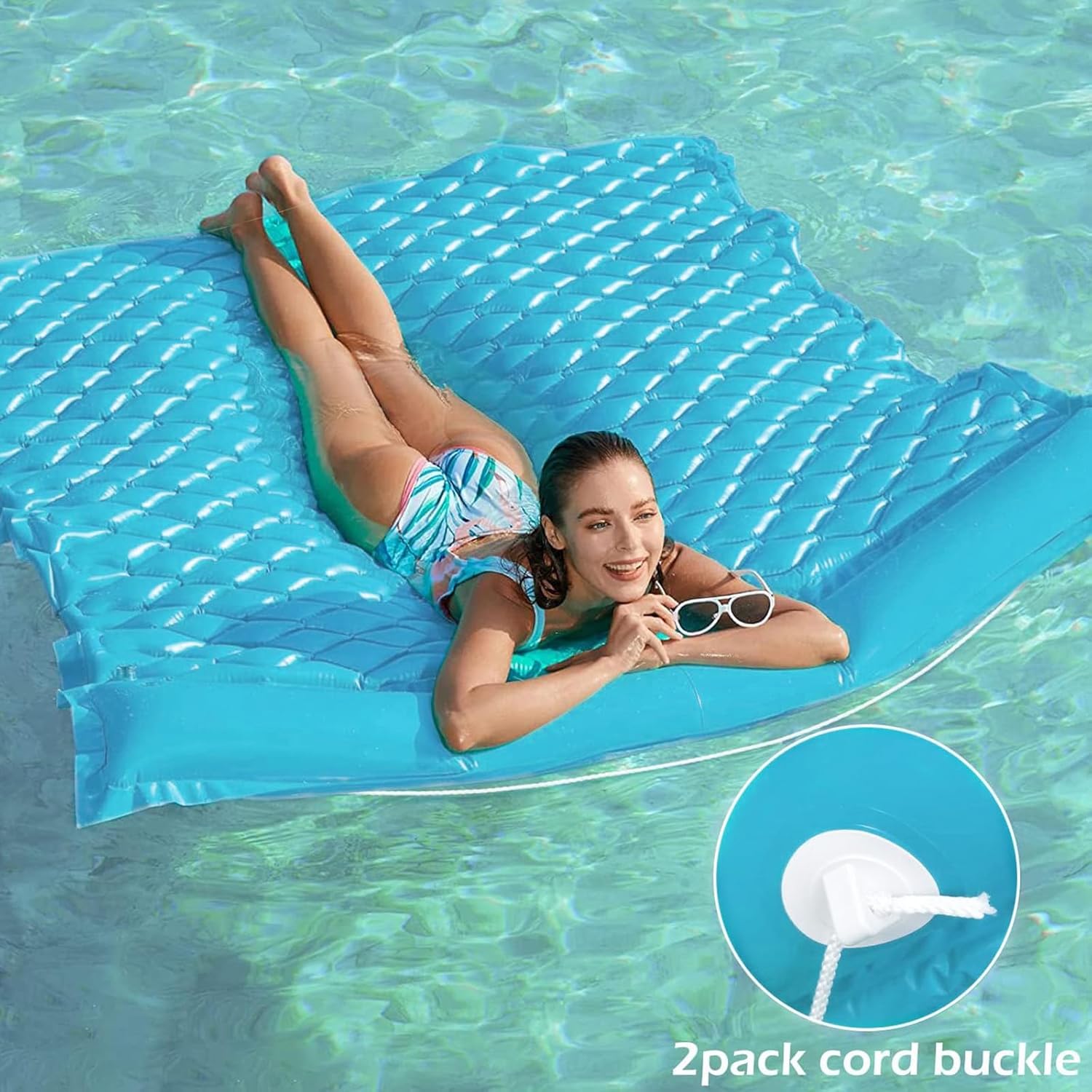 Jasonwell Giant Inflatable Floating Mat - Pool Float Lake Float Raft Lounge Floating Water Mat for Swimming Pool Floatie Lounger Beach Pool Party Toy Adults (Blue-XL) - Jasonwell