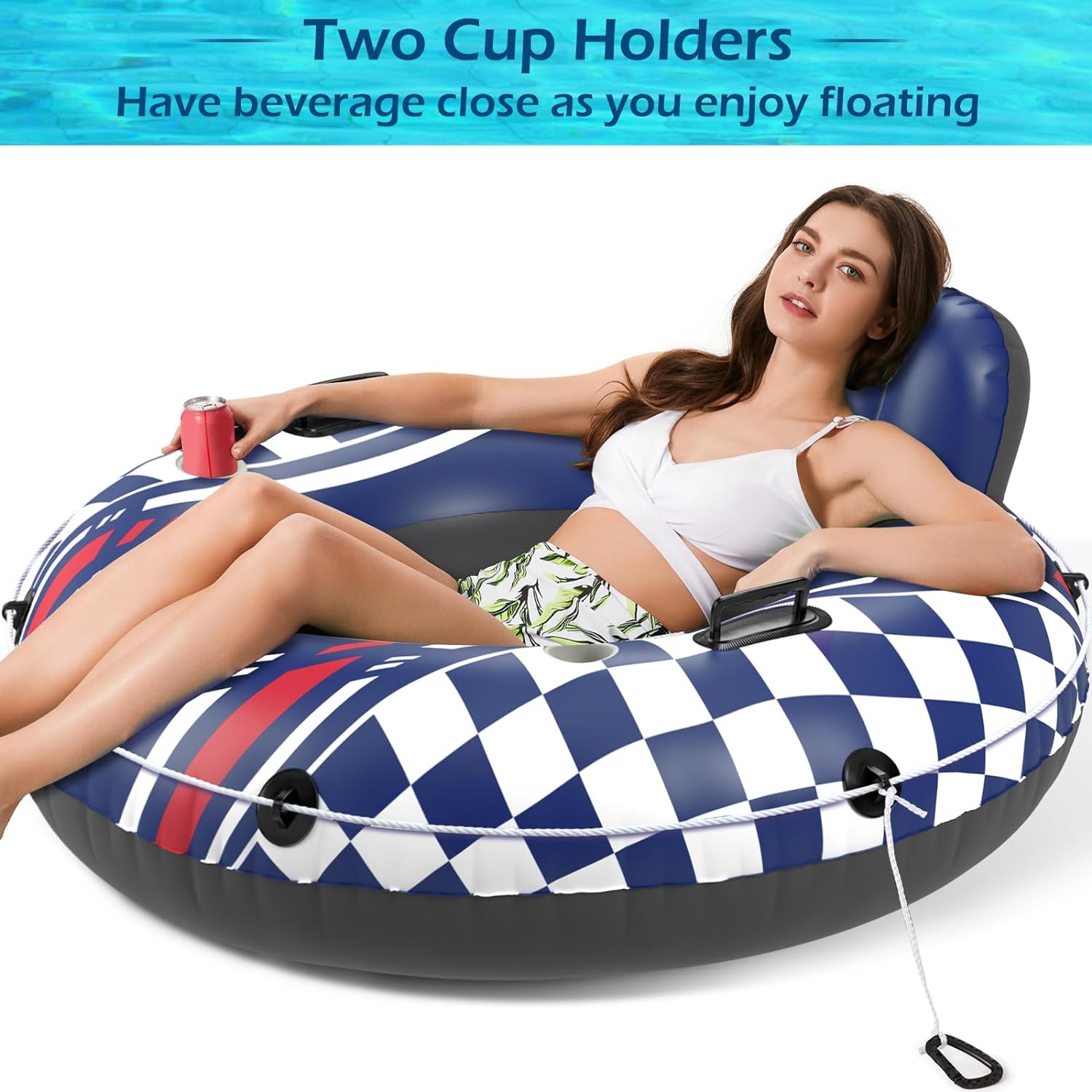 Jasonwell Inflatable River Tube Float - Heavy Duty River Float Pool Floats Lake Premium Water Tubes for Floating Recreational River Raft Lounge Floaties with 2 Cup Holders for Adult - Jasonwell