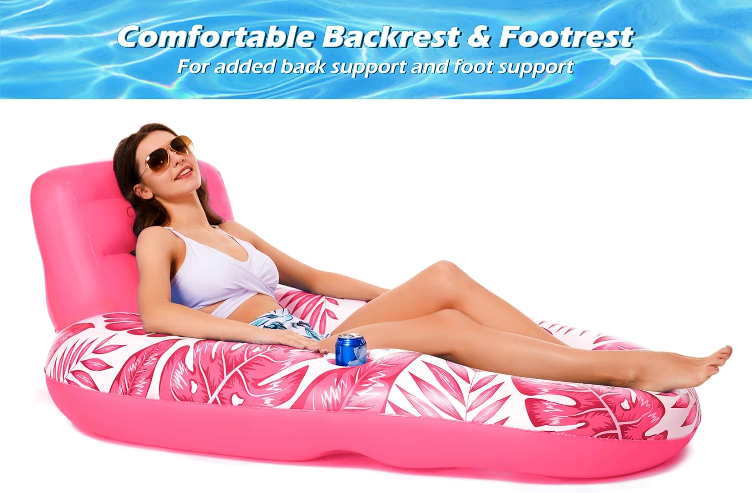 Jasonwell Inflatable Pool Float Adult - Pool Floaties Lounger Floats Raft Floating Chair Water Floaties for Swimming Pool Lake Lounge Float with Cup Holders Beach Pool Party Toys for Adults (T-Rose)
