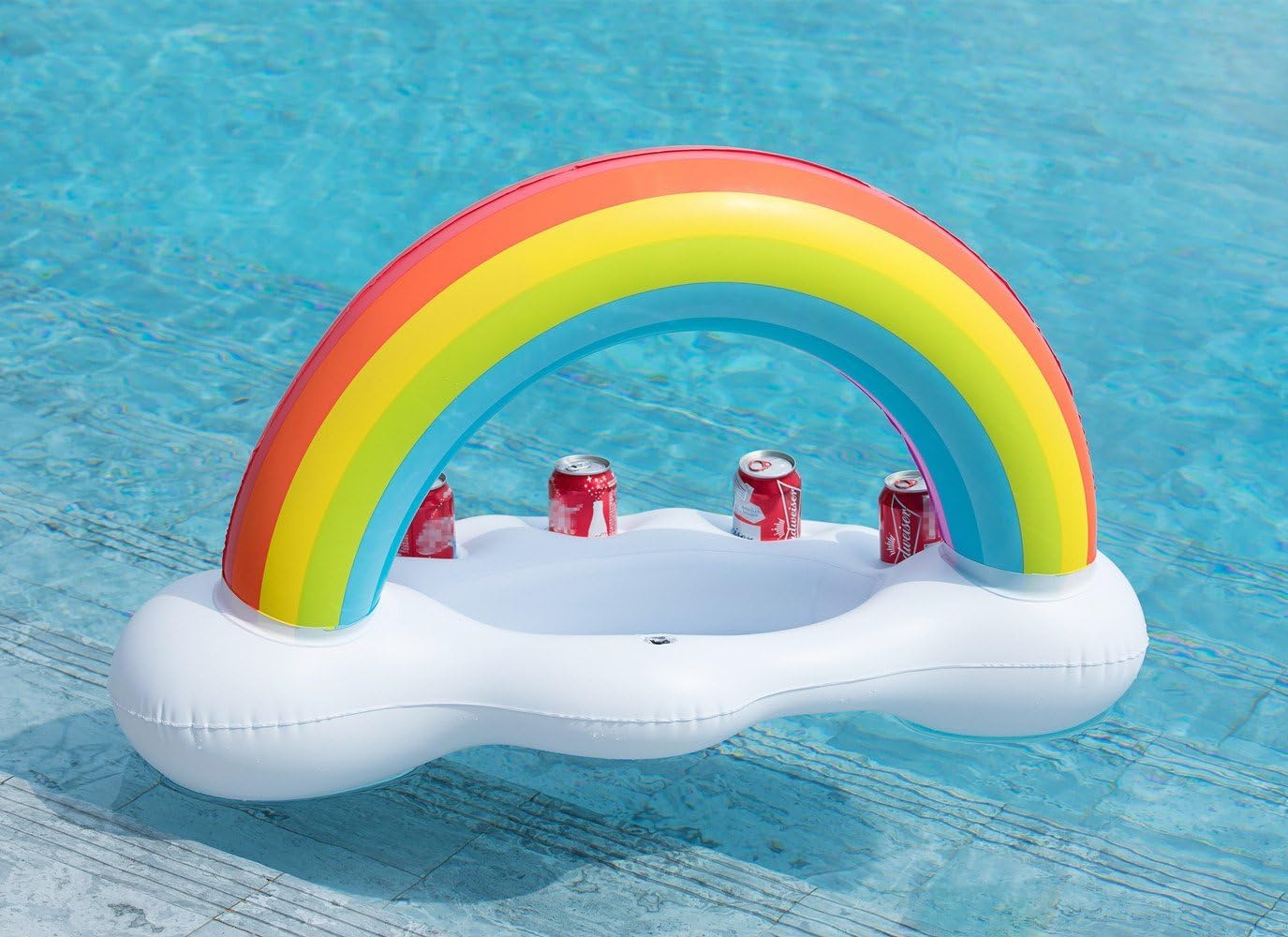 Jasonwell Inflatable Pool Party Cooler - Rainbow Drink Holder Luau Hawaiian Tropical Beach Themed Birthday Easter Party Decorations Favors Supplies Decor Blow Up Drink Cooler Outdoor Kids Adults - Jasonwell