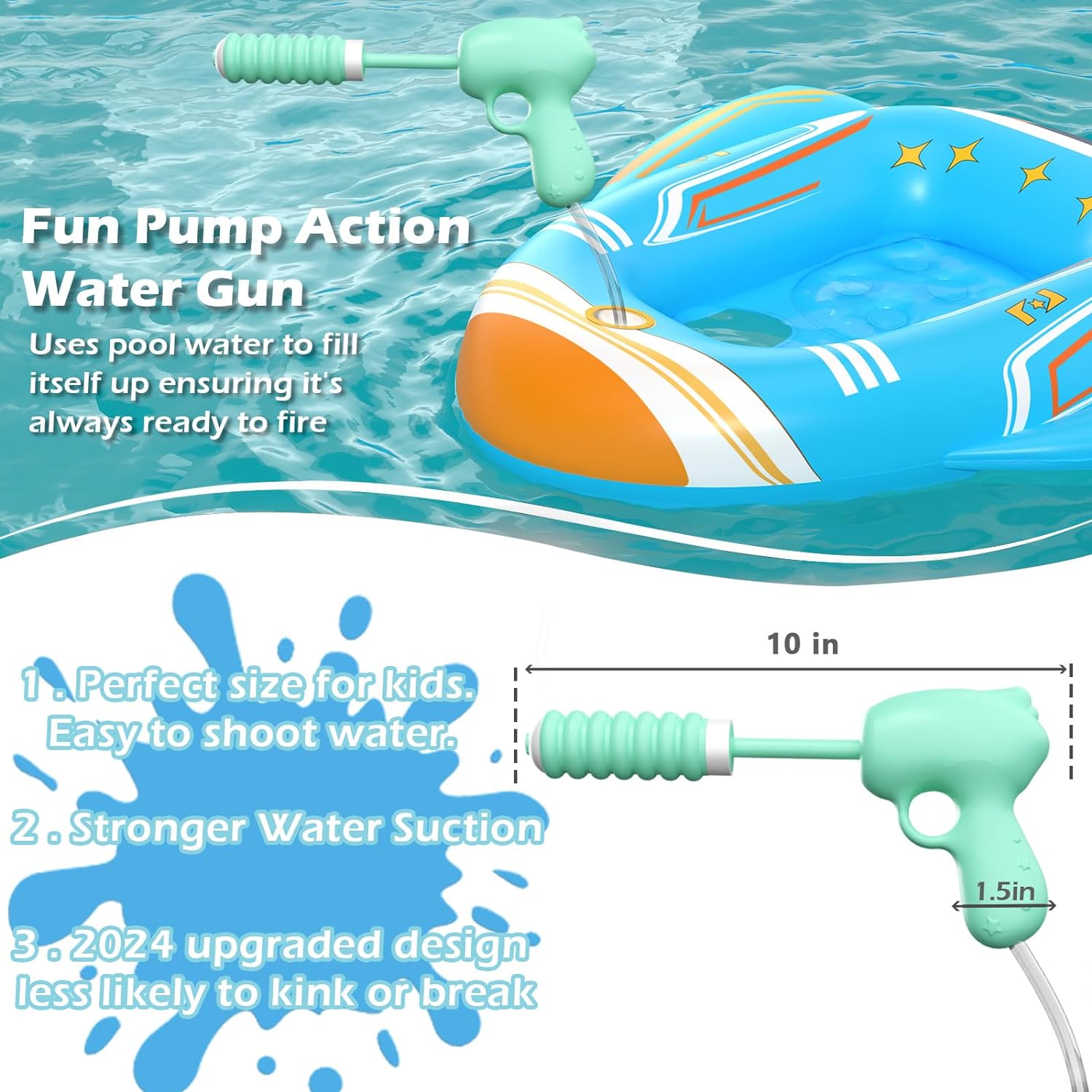 Jasonwell Inflatable Kids Pool Floats - Toddler Pool Floaties Swimming Pool Float with Water Squirt Gun Swim Floaty Rafts Lake Beach Party Pool Toys for Boys Girls Airplane - Jasonwell