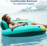 Jasonwell Inflatable River Tube Float - 2 Person Heavy Duty Pool Float With Removable Cooler, Lake Water Tubes for Floating, Raft Lounge Floatie With 2 Cup Holders for Adults