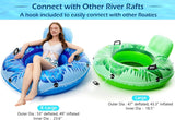 Jasonwell Inflatable River Tube Float - Heavy Duty River Float Pool Floats Lake Premium Water Tubes for Floating Recreational River Raft Lounge Floaties with 2 Cup Holders for Adult (Azure-L)