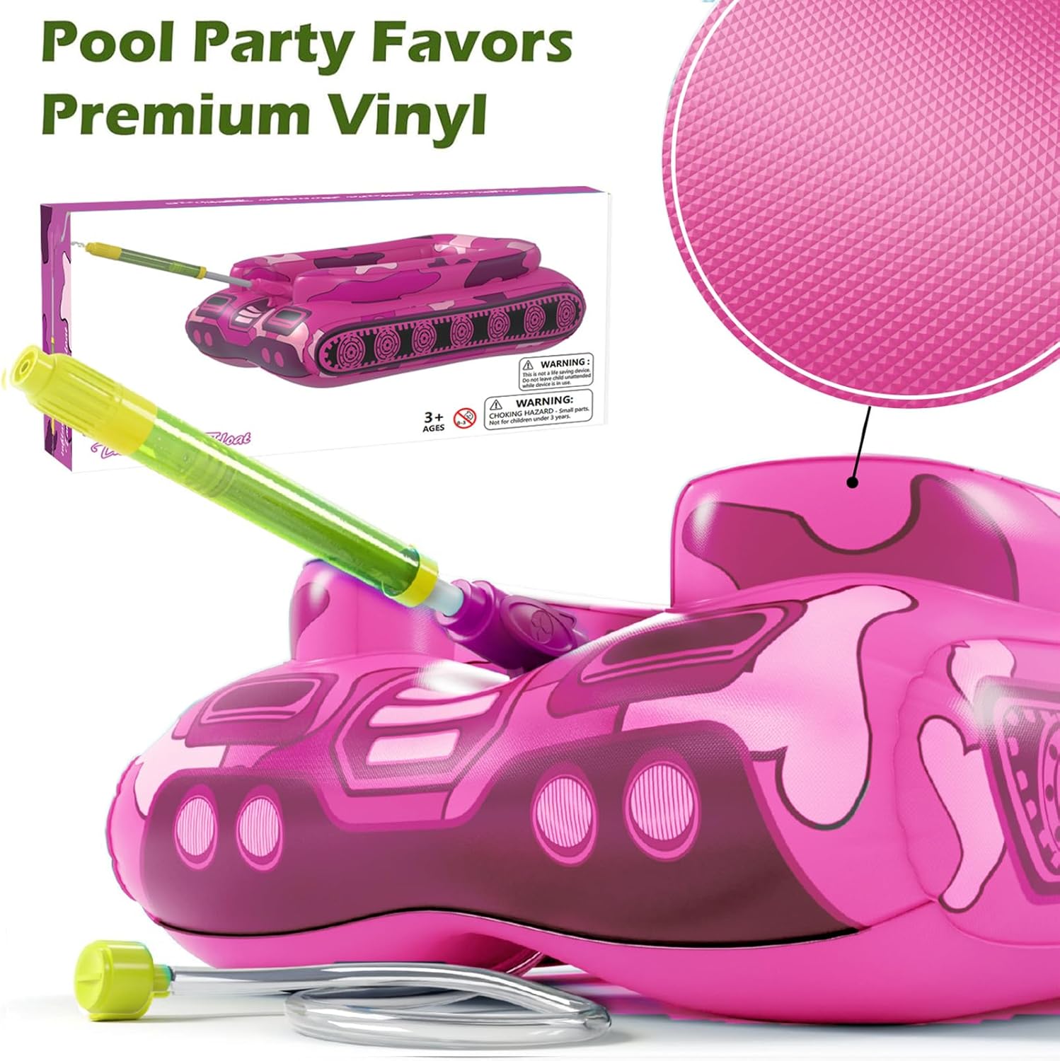 Inflatable Tank Pool Floats Adults - Jasonwell Kids Pool Floaties Swimming Pool Tank with Water Cannon Gun Swim Floaty Rafts Lake Beach Party Pool Toys for Boys Girls Kids Adults (Rose-L) - Jasonwell