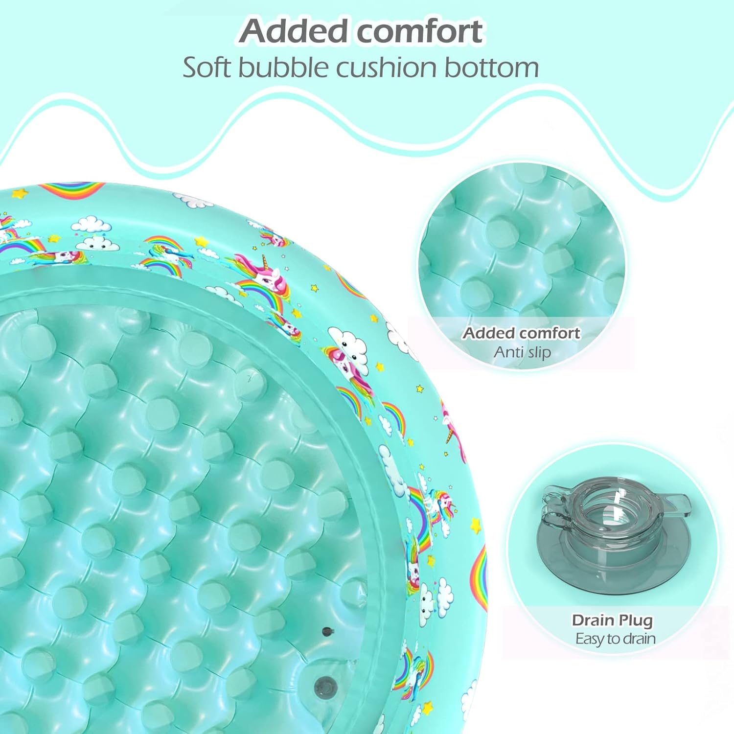 Jasonwell Inflatable Baby Kiddie Pool - Kids Paddling Pool Toddler Baby Swimming Pool Blow Up Ball Pit Pool Infant Wading Pool for Backyard (51in Unicorn) - Jasonwell
