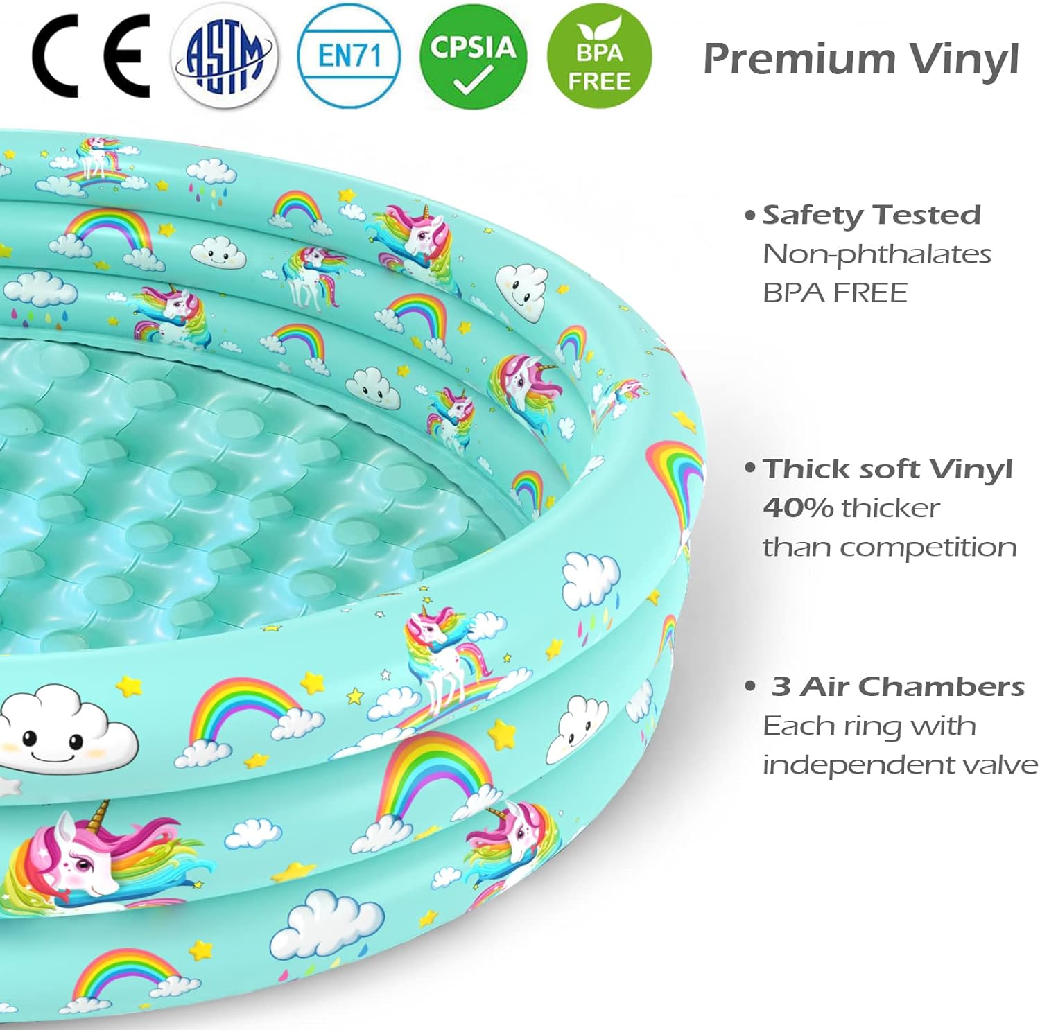 Jasonwell Inflatable Baby Kiddie Pool - Donuts Kids Paddling Pool Toddler Baby Swimming Pool Blow Up Ball Pit Pool Infant Wading Pool for Backyard (59in Unicorn) - Jasonwell