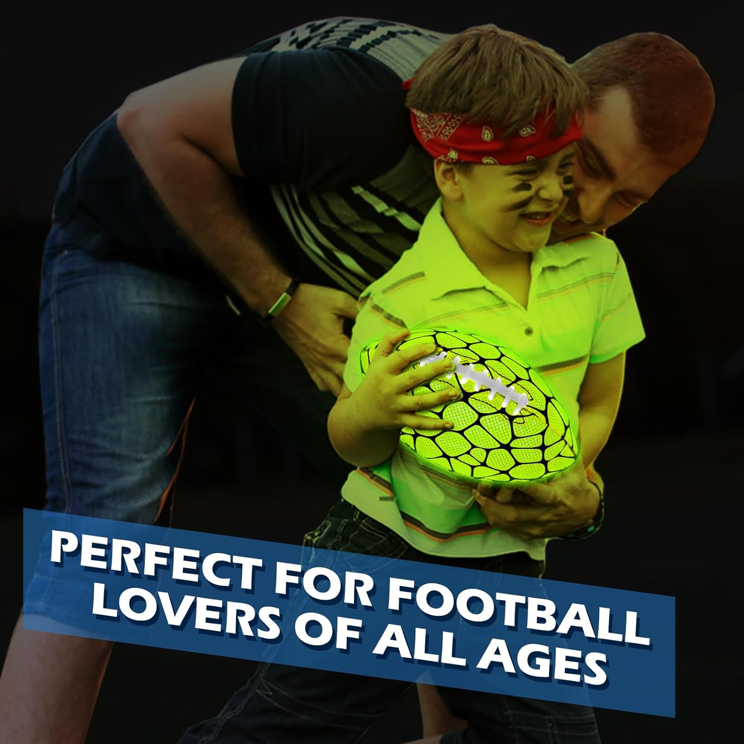 Jasonwell Glow in The Dark Football - Strong Grip Light Up Football Toy Stuff Sports Balls for Boys Kids Teenage Junior Youth Adult Outdoor Christmas Birthday Gifts for Age 6-8 8-12 13 + Year Old No.3 - Jasonwell