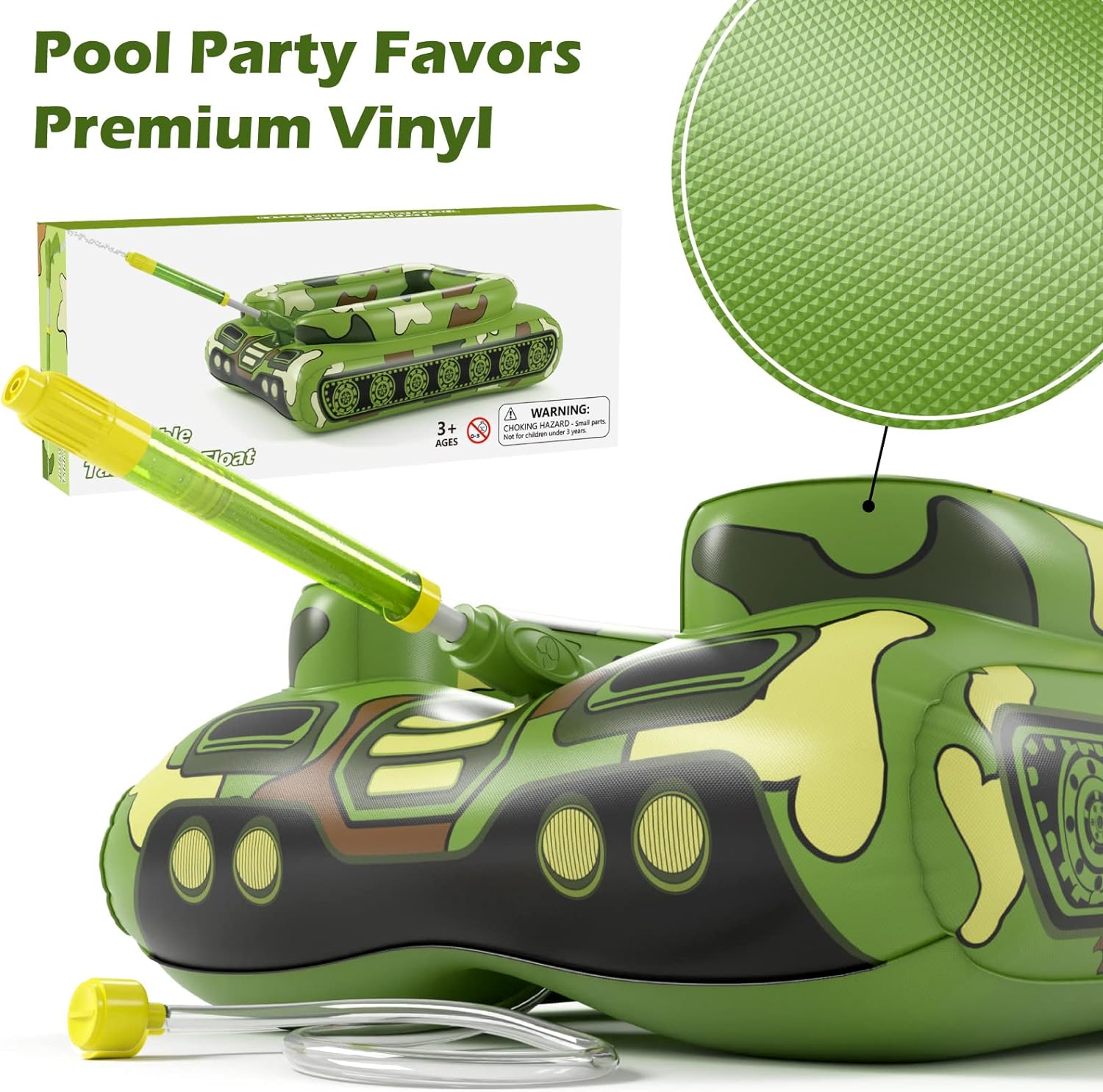 Inflatable Tank Pool Floats Kids - Jasonwell Toddler Pool Floaties Swimming Pool Tank with Water Cannon Gun Swim Floaty Rafts Lake Beach Party Pool Toys for Boys Girls - Jasonwell