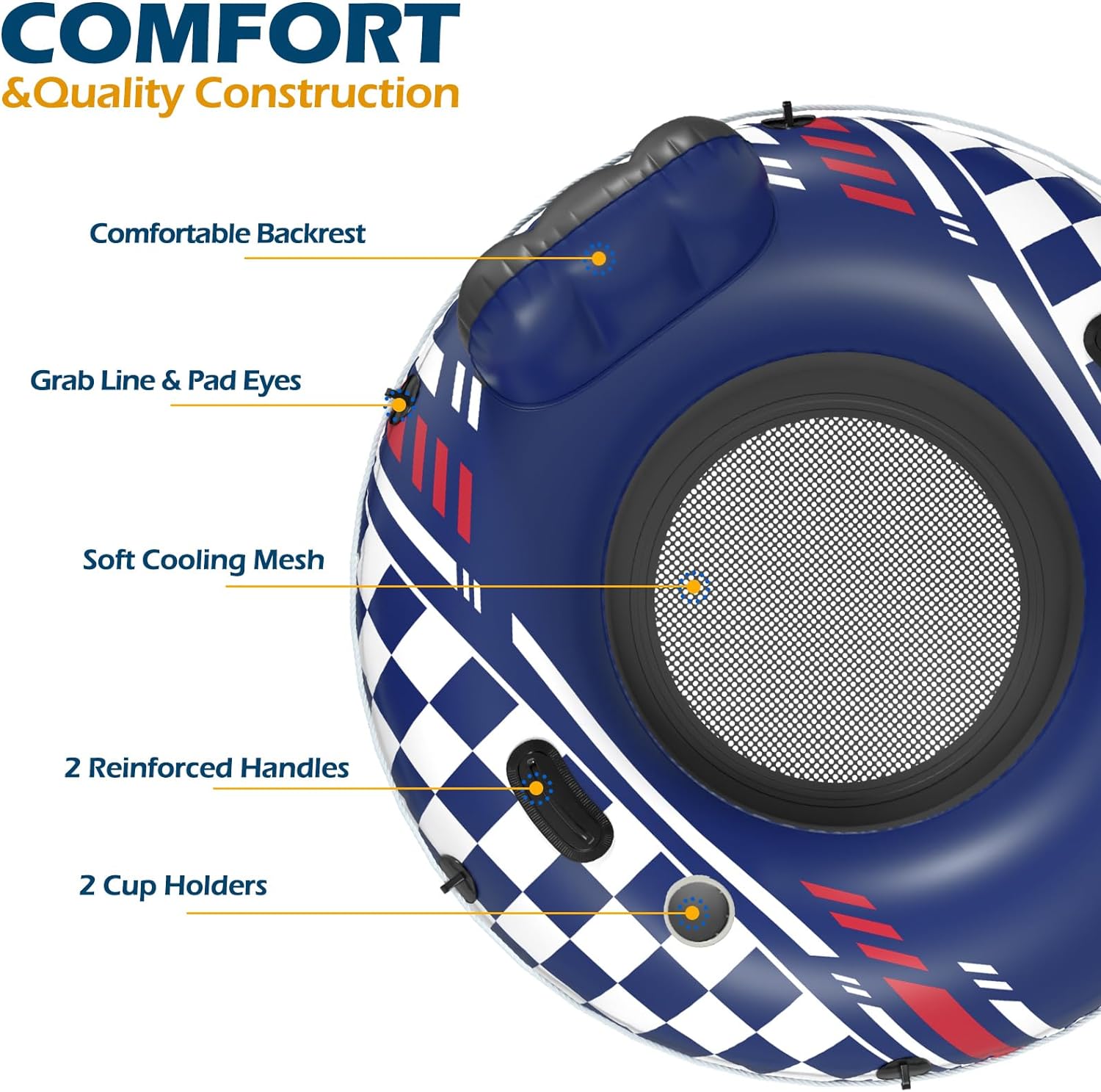 Jasonwell Inflatable River Tube Float - Heavy Duty River Float Pool Floats Lake Premium Water Tubes for Floating Recreational River Raft Lounge Floaties with 2 Cup Holders for Adult - Jasonwell