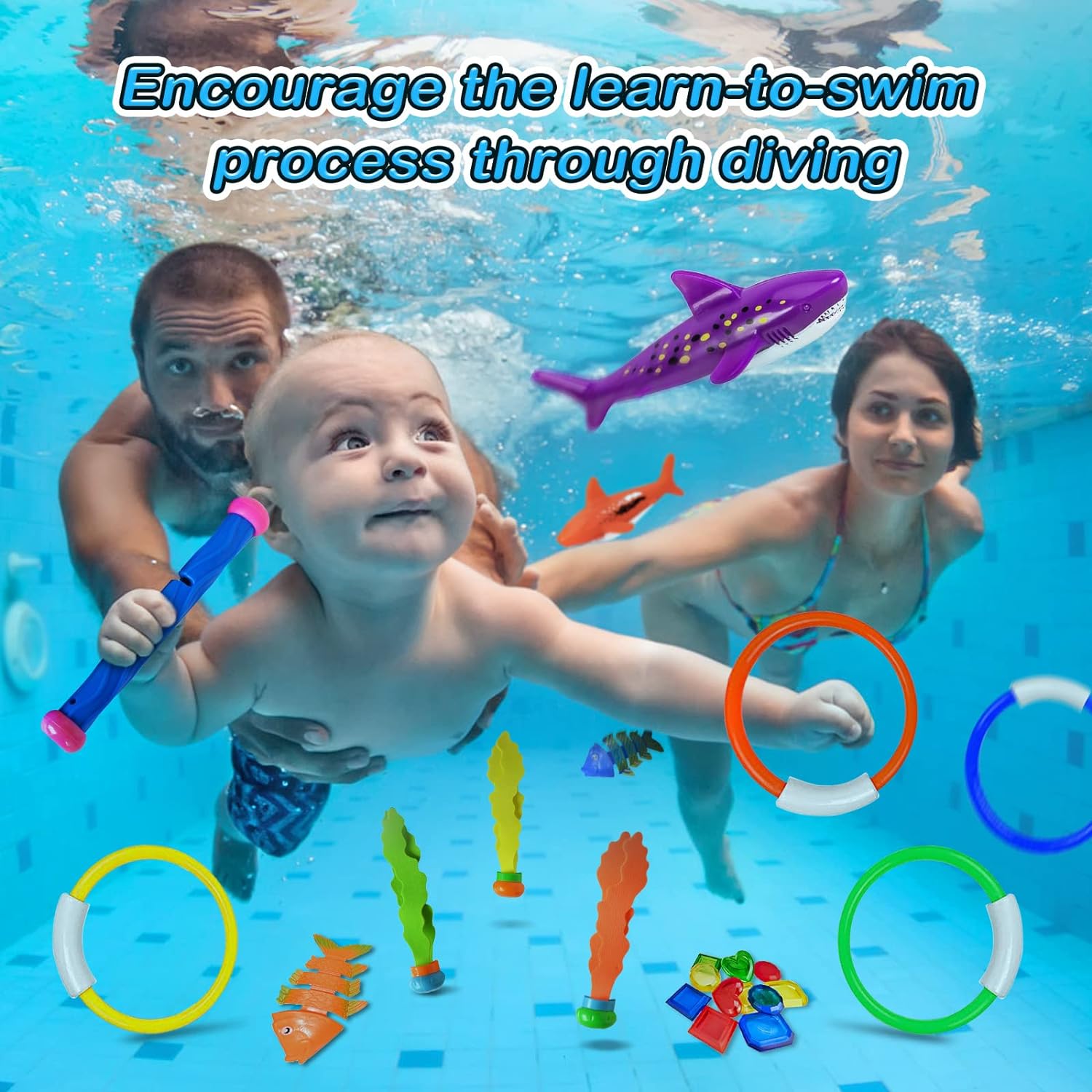 Jasonwell Pool Diving Toys Games - 31 PCS Swimming Pool Toys for Kids Teens with Diving Rings Dive Sticks Underwater Treasures Torpedo Bandits Fish Toys etc Fun Water Swim Toys for Boys Girls Adults - Jasonwell