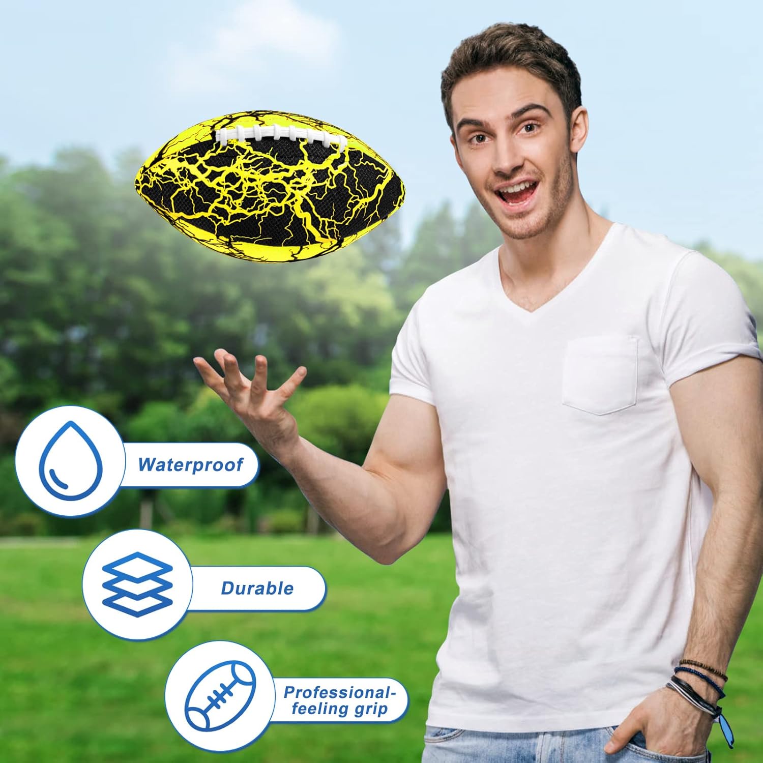 Jasonwell Pool Beach Water Football - Waterproof Football Strong Grip Fun Water Toys Games for Swimming Pool Beach Lake Park Backyard Outdoor Play for Kids Children Teens Adults Family - Jasonwell