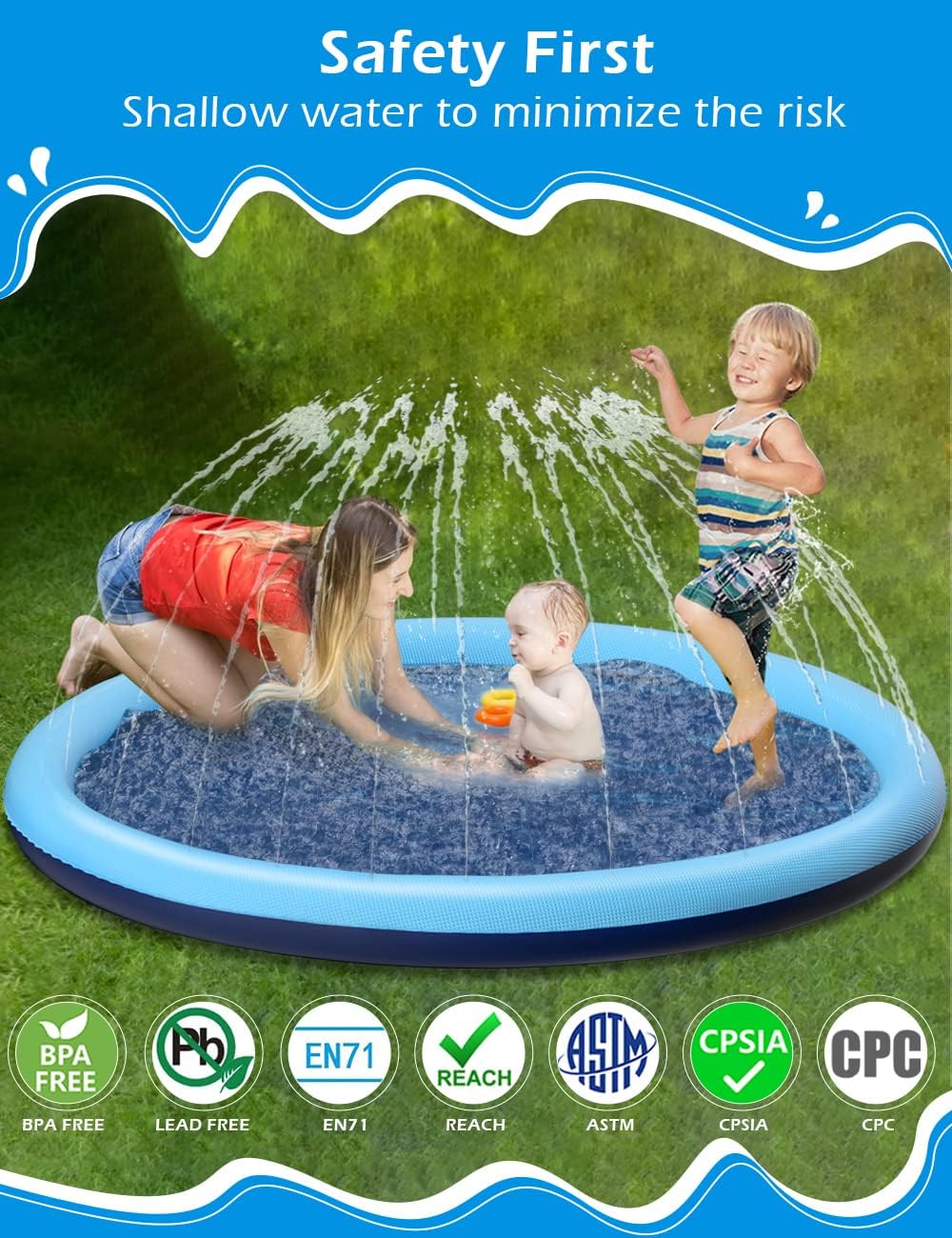 Kids Dog Splash Pad Sprinkler - Jasonwell Non Slip Dog Sprinkler Pad Splash Pool Puppy Dog Pool Summer Outdoor Water Toys Backyard Durable Splash Pad for Toddlers Kids Small Medium Large Dogs Pets - Jasonwell