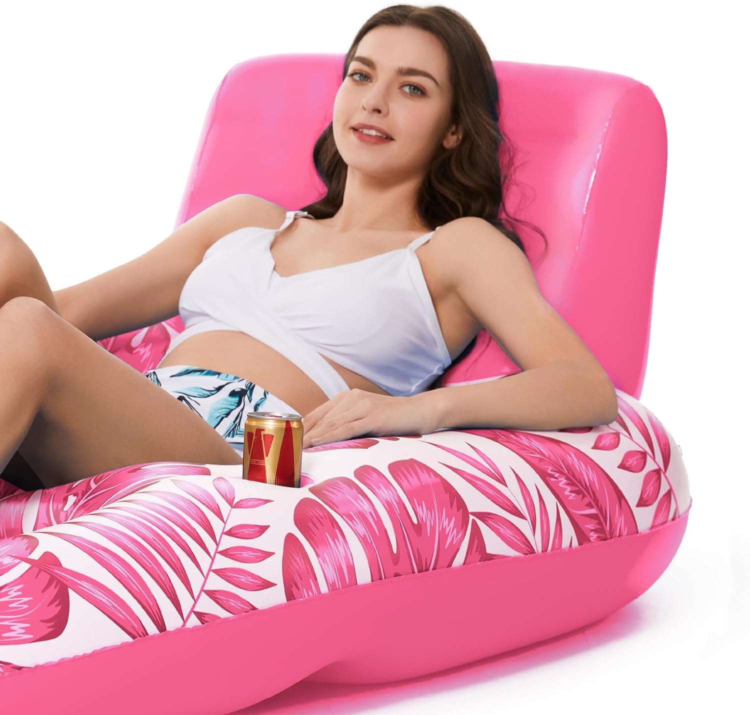 Jasonwell Inflatable Pool Float Adult - Pool Floaties Lounger Floats Raft Floating Chair Water Floaties for Swimming Pool Lake Lounge Float with Cup Holders Beach Pool Party Toys for Adults (T-Rose)
