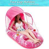 Jasonwell Pool Floats with Canopy - Inflatable Pool Float Adult Lounger Floaties Raft Floating Chair for Swimming Pool Lake Water Lounge Float with Cup Holders Beach Pool Party Toys for Adults (Rose)