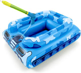 Inflatable Tank Pool Floats Kids - Jasonwell Toddler Pool Floaties Swimming Pool Tank with Water Cannon Gun Swim Floaty Rafts Lake Beach Party Pool Toys for Boys Girls Toddlers Kids (Blue-M) - Jasonwell